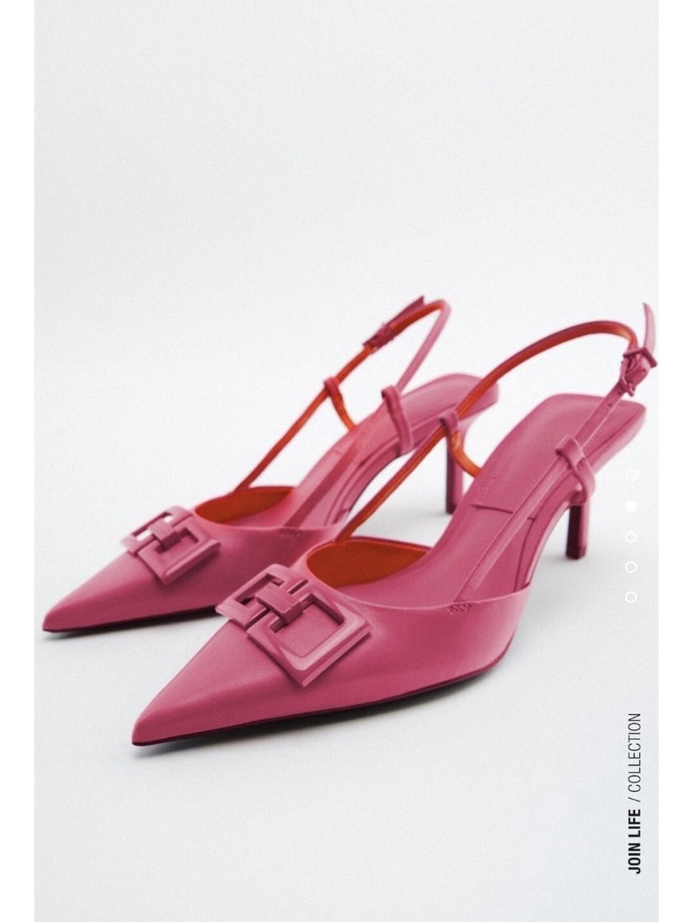 Zara Fuchsia Leather Slingback Heels EU 35 NWOB
